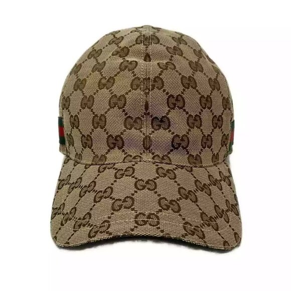 100% Authentic GUCCI Original GG Baseball Cap 200035 Beige Brown Multi Polyester - Picture 1 of 9